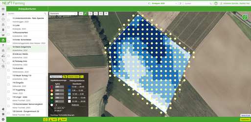Talking Fields Satellitenbildauswertung Screenshot der Talking Fields Satellitenbildauswertung eines Schlages